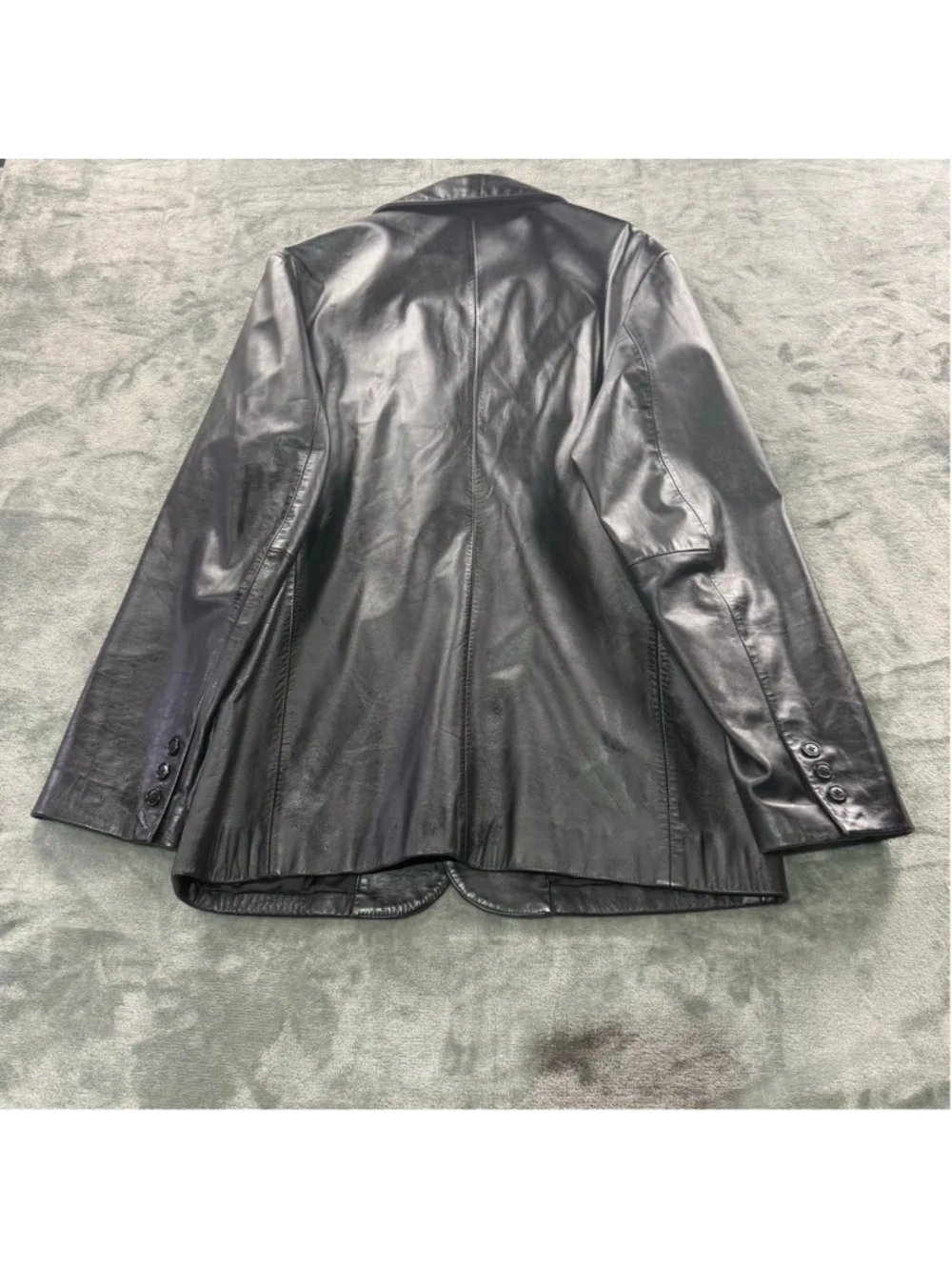 GAP Leather Jacket Mens S Blazer Genuine Leather 90s Y2K Indie Alt Black Vintage - Picture 13 of 14